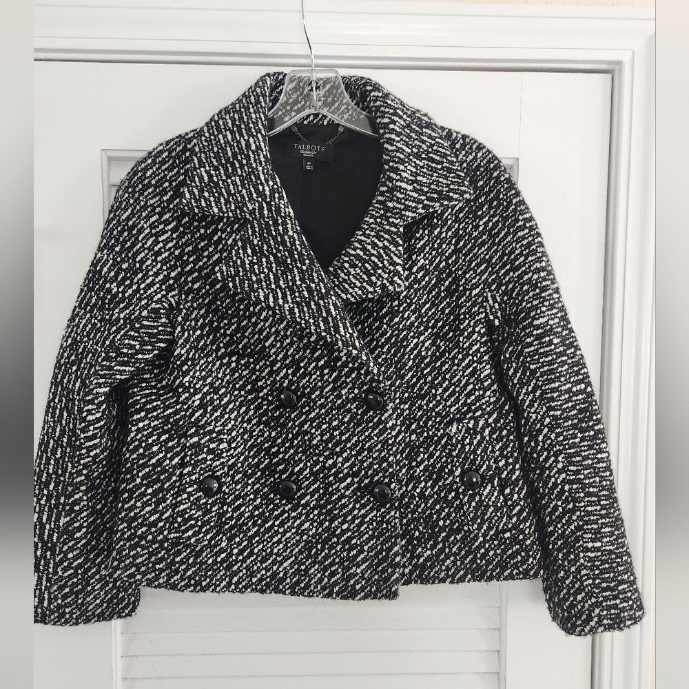 Talbots Double Breasted Cropped Wool Alpaca Blend Double Breasted Pea‎ Coat 6P